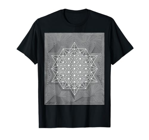 64 Tetraeder Stern Mandala Optische Täuschung Heilige Geometrie T-Shirt