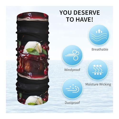 Sweet cherry pudding Printed Multifunctional sports headscarf Headband, face mask, wristband4