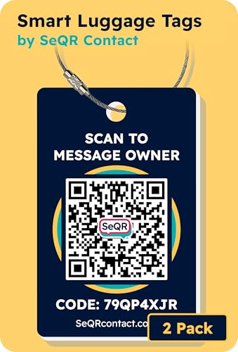 Smart Luggage Tags 2-Pack | Privacy QR Code Tag Keeps Personal info Private | Customizable Travel Suitcase Tags for Women Men | Use with GPS Bag Locator Tracking Tags Air Tag for Android or iOS