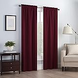 ECLIPSE Canova Thermal Insulated Single Panel Rod Pocket Darkening Curtains for Living Room, 42' x 63', Burgundy