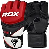 RDX MMA Gloves for Grappling Martial Arts Training | D. Cut Palm Maya Hide Leather Sparring Mitts| Perfect for Cage Fighting, Combat Sports, Punching Bag, Muay Thai & Kickboxing