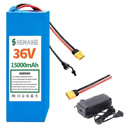SHEWAIHE 36V 15Ah Battery Pack, E-Bike Scooter Lithium Battery with