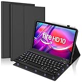 FOGARI Keyboard Case for Fire HD 10 & 10 Plus 10.1 inch (13th/11th Generation 2023/2021), Detachable Bluetooth UK Layout Keyboard Cover, Black - Image 1
