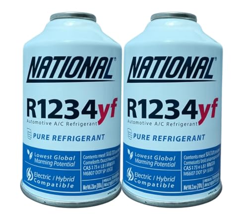 R1234yf (2) Replacement Compatible Automotive ac REFRIGERENT 8 oz can with self Sealed Valve Easy use-Made in The USA Safe for Vehicles Replacing Freon R1234YF