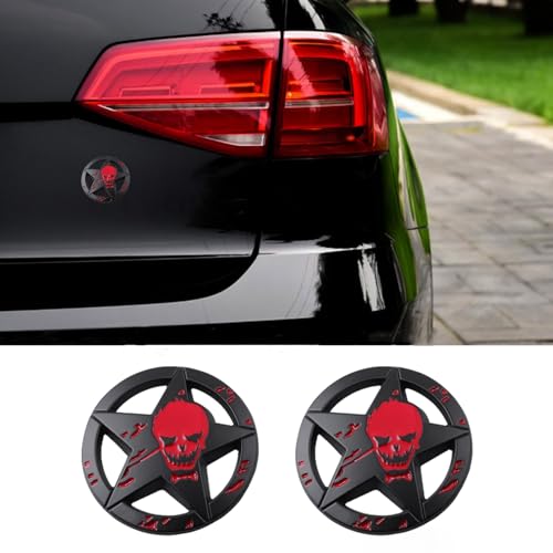 Image of Star Skull Emblem for Car Windows, Trucks, Hood, Laptops Car Decoration (Black)