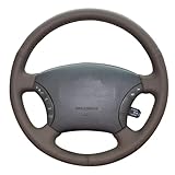 Loncky Custom Fit Dark Brown Genuine Leather Steering Wheel Cover for Toyota Land Cruiser 1995 1996 1997 1998 1999 2000 2001 2002 Accessories Car Interior Hand Stitched OEM Parts