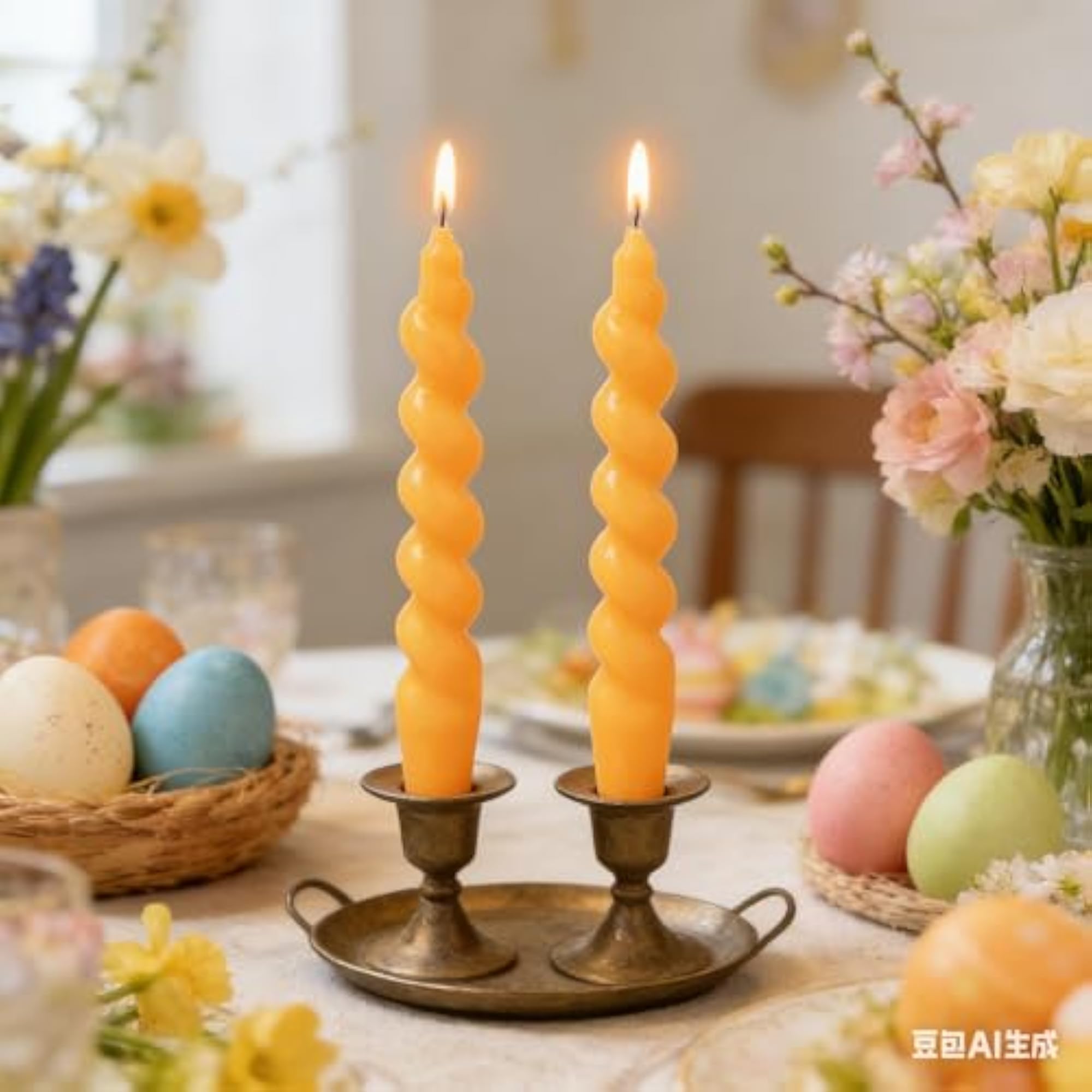 Beeswax Taper Candles Spiral Candlesticks