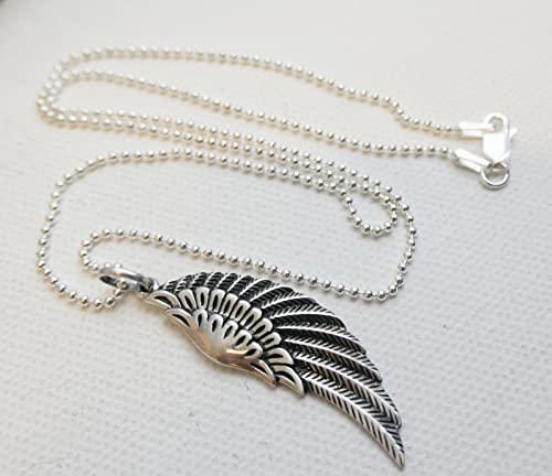 Angel Wing Feather Sterling Silver Pendant Necklace 18 Inches - Handmade Jewelry Gift Ideas For Women - Mother's Day Gift Idea - Birthday - Graduation #TOP5