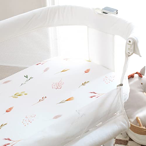 Image of GRSSDER Stretchy Ultra Soft Fitted Bassinet Sheet Set 3 Pack, Universal Fit for Bassinets Baby Cradle Moses Basket Oval Rectangle Mattress,