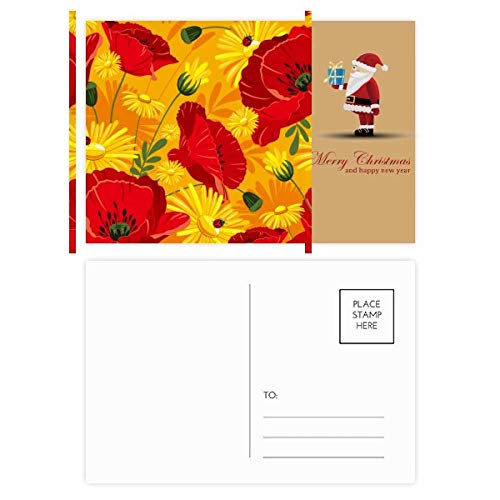 Cartes postales en toile fleurs de maïs coquelicots Père Noël vœux