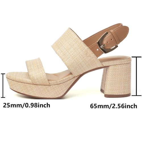 Image of RIBONGZ Block Heels Prom Heeled Sandals for Women Chunky Square Open Toe Strappy High Heels Ankle Strap Wedding Bridal Shoes High Heel Sandals for Party Dress