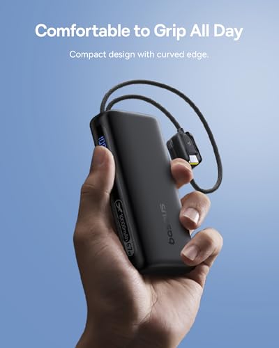 Image of Baseus Mini Power Bank Fast Charging 67W, 10000mAh Small Portable Phone Charger Built-in Dual USB C Braided Cable, Travel Essential Battery Pack for iPhone 17 /16 /15, iPad, Samsung Galaxy S25 /S24 etc.
