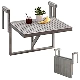 INTERBUILD Stockholm balkontisch verstellbar 60 x 43 cm FSC Akazien Holz klapptisch Balkon Dämmerungsgrau balkontisch klappbar