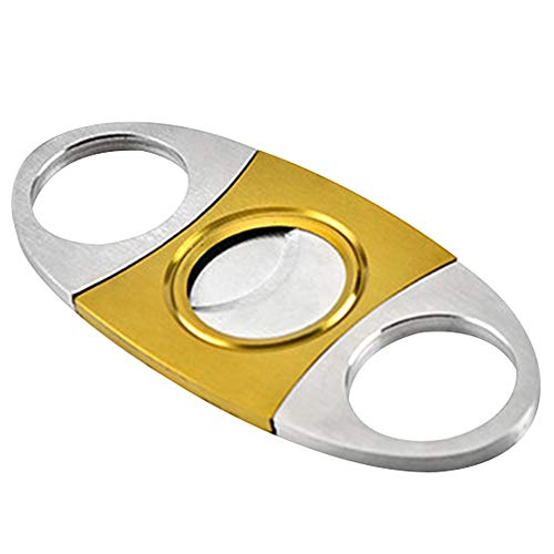 amropi Taglia Sigari Acciaio Inossidabile Ghigliottina Tagliasigari Doppio Cut Lama in Custodia Regalo (Oro x 1)