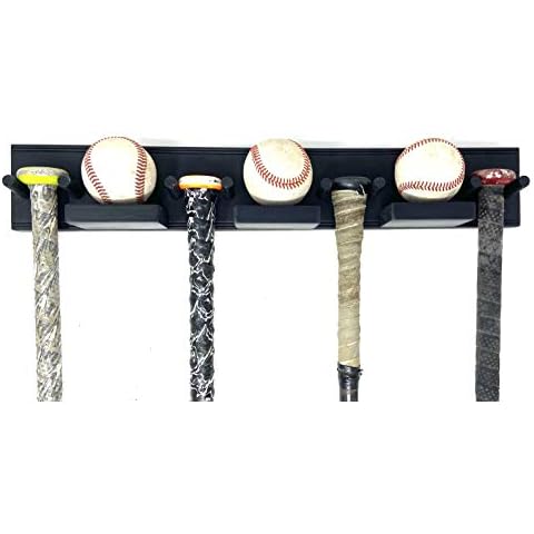 MWCSPORTS Baseball Bat Rack Holder 4 Bats and 3 Balls Trophy Awards Display Wall Mount Cover