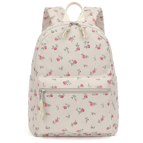 Image of Corduroy Womens Mini Backpack Girls Small Backpack Purse Fashion Casual Daypack School Bookbag (Flowers Pink)