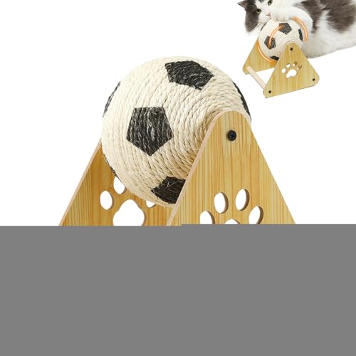 Ketunedi 猫用スクラッチボール | 天然シサルボール猫おもちゃ | サッカーデザイン運動ホイール 天然シザル使用 爪研ぎ用 中型・大型・小型猫種 子猫トレーニング インドアプレイ対応 犬・ウサギにも