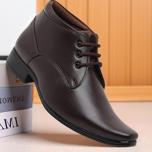 Image of Zixer Artificial Leather Mens Formal Shoes || Office High Top Formal Shoes Men || Cozy Black Formal Shoes for Men Ankle Bike Riding Chelsea Boots For men (Black)