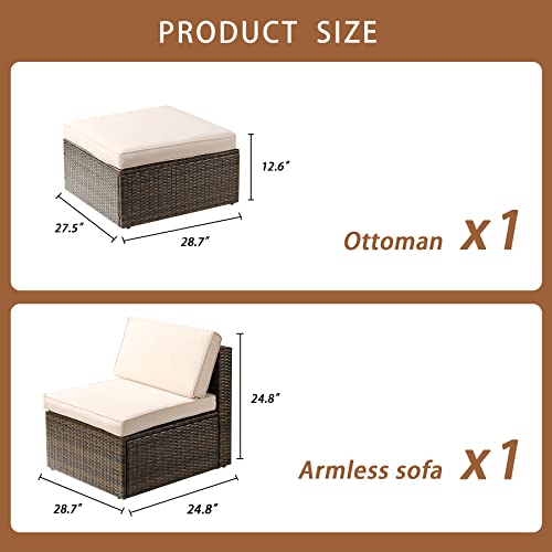 Balkonmöbel, Lounge Gartenmöbel Set Wetterfeste Polyrattan Sitzgruppe mit weich gepolsterten Kissen, inklusive Tisch mit… – Bild 4