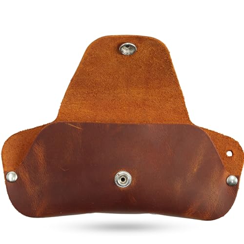 Image of Toprank Leather Eyeglass Case - Handmade Slim Sunglasses Holder, Genuine and Universal Fit for Men and Women