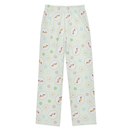 Cute Duck Faces Flowers Boys Pants for Kids Jogger Pants with Pockets S-XL