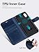 OCASE iPhone X Wallet Case, iPhone 10 Case [ Wireless Charging ] [ Card Slot ] [ Kickstand ] Leather Flip Wallet Phone Cover Compatible for Apple iPhone X/iPhone 10 - Blue