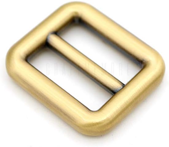 CRAFTMEMORE 6pcs Metal Slide Buckle Bag Belt Strap Keeper Slider Triglide Strap Adjuster Purse Making Accessories SCSL (3/4 Inch, Brushed Brass)