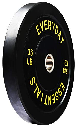 Everyday Essentials Color Coded Olympic Bumper Plate Weight Plate W Steel Hub, Single, Black #TOP1