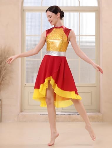 Xnihocha Women's Color Block Liturgical Praise Dance Dress Worship Tunic Overlay Stage Performance Light Green S - View #12