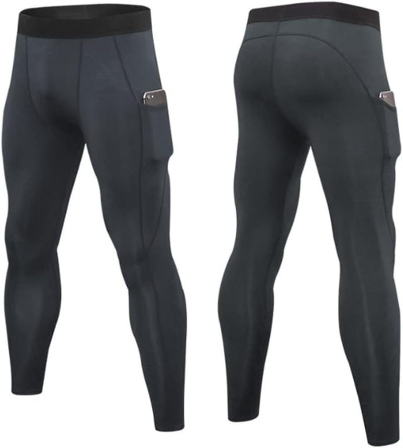 HSQSMWJ Men's Thermal Underwear Long Johns Bottom Micro Fleece Leggings Sports Compression Workout Running Tights S-2XL