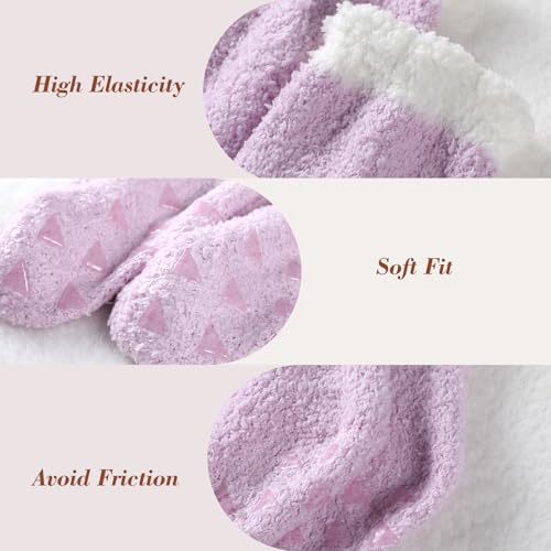 Image of Trifabricy Fuzzy Socks - 5 Pairs Slipper Socks for Women, Non Slip Warm Cozy Sock, Women's Winter Fuzzy Slipper Sock