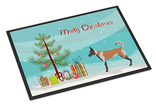 Caroline's Treasures BB8461MAT Belgian Malinois Christmas Doormat 18x27 Front Door Mat Indoor Outdoor Rugs for Entryway, Non Slip Washable Low Pile, 18H X 27W