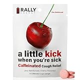 Cherry Flavor Cough Drops by Rally Energy, Cough Relief with Caffeinated Zinc Reinforced Lozenges, Boost Your Energy, Focus, and Productivity - Zero Calorie Throat Lozenges (20 Units)