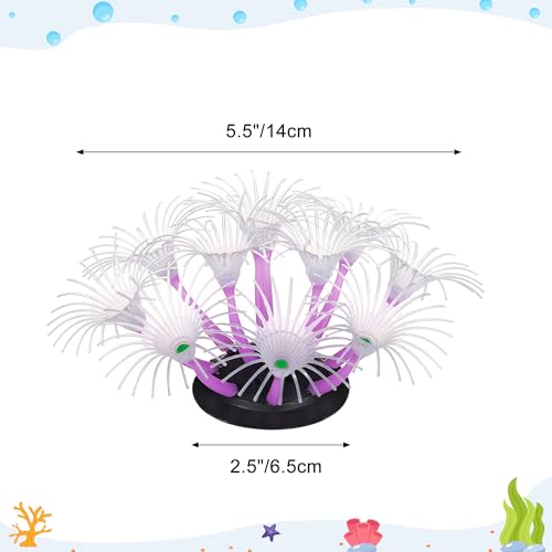 Image of Soft Silicone Glowing Aquarium Coral, Aquarium Coral Decorations with Sucker, Glowing Artificial Ornament for Fish Tank Decorations Accessories, Sunflower