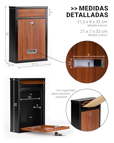 Miniatura 4 de Vessonna Buzon Exterior De Acero Tamaño M Din A4 Buzones De Correos Exterior Con Ventana De Visualización, Pegatinas Personalizables Y Diseño Resistente A La Intemperie