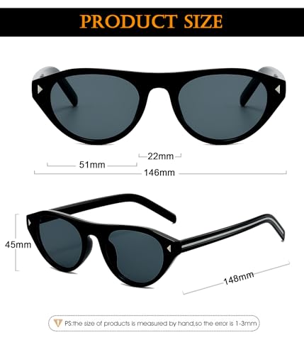 Image of EYLRIM Retro Oval Cat Eye Sunglasses for Women Men Trendy Flat Top Narrow Cateye Shades UV400 Protection