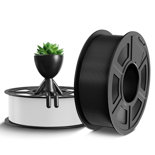 Image of TECBEARS PETG Filament 1.75mm 2KG, 3D Printer Filament Black, Strong Toughness PETG, 2 * 1KG(660M) Filament High Precision, Dimensional Accuracy ±0.02mm, Black and White