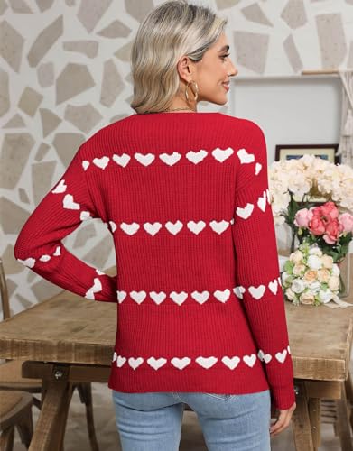 Image of Alsol Lamesa Women's Fall Pullover Sweaters Cute Hearts Long Sleeve Crewneck Casual Knitted Sweaters, Large