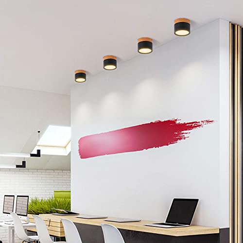 Temgin Plafonnier Spot LED 12W IP65 Downlight 3000K 1080LM Spot Plafond Ø11cm Aluminium Plafonnier Salon Noir Luminaire Spots Blanc Chaud pour Couloir Chambre Salle de Bain Cuisine - Image 8