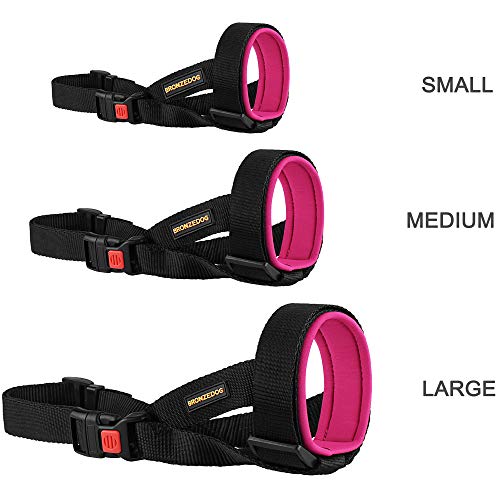 BRONZEDOG Soft Padded Dog Muzzle Adjustable Neoprene Comfort Bitting Chewing Pet Muzzles for Small Medium Large Dogs Puppy (Large, Snout Strap 9"-12", Pink)