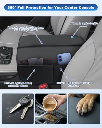 Image of CDEFG for Mazda 2026 CX-90 CX90 Center Console Cover for 2026 Mazda CX-90 CX90 Accessories Armrest Cover Middle Console Pad Car Arm Rest Protector, 2Pcs Leather