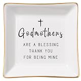 Spegiffu Godmother Gifts from Godchild, Gifts for Godmother Trinket Ring Dish - Godmothers...Thank You for Being Mine, Birthday Christmas Mother's Day Gift for Godmother