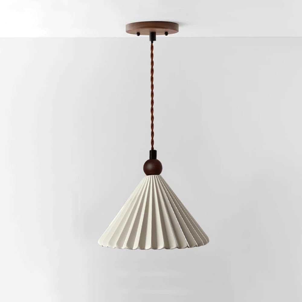 HYJAUSXB Ceiling Light Chandelier Modern Source Kitchen Island White Pleated Ceramic Pendant Lamp Restaurant Bar Living Room Study Coffee Shop Corridor Bedroom Single Hanging