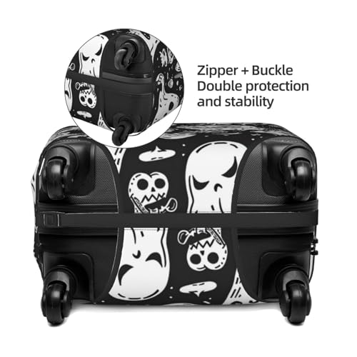 Travel Luggage Cover Protector - Black White Spooky Ghosts Anti-Scratch Suitcase Covers Fits 18-32 Inch Luggage4