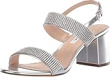 NINA Womens Naomi Embellished Block Heel Dress Sandals Silver 5 Medium (B,M)
