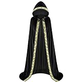 Colorful House Unisex Medieval Renaissance Vintage Wizard Witch Hooded Cloak Jacquard Long Court Robe Halloween Costume Party Cape (59' Velvet)