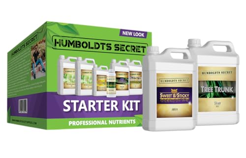 Humboldts Secret Starter Kit 2 - Indoor & Outdoor Plant Fertilizer and Nutrient System: Base A & B - Golden Tree - Flower Stacker - Plant Enzymes - CalMag & Iron - Sweet & Sticky - Tree Trunk