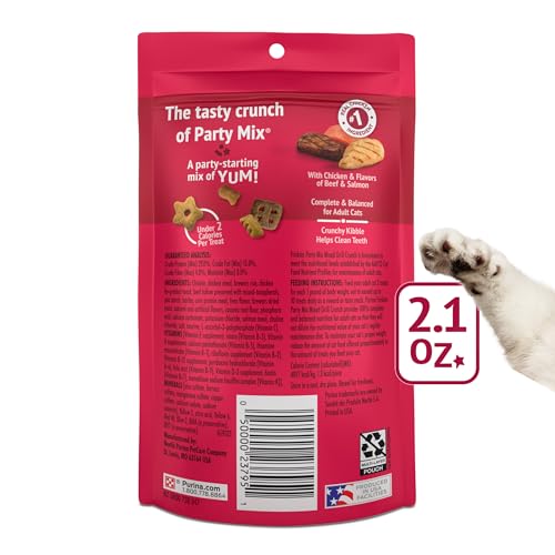 Friskies Purina Party Mix Mixed Grill Crunch Cat Treats, (10) 2.1 oz Pouch - image 7