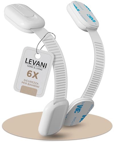 Levani® Blocca cassetti e ante per bambini (Set da 6) – Chiusura di sicurezza con adesivo 3M – Chiudi sportelli e mobili per bambini – Fermacassetti universale per casa e cucina (Bianco)