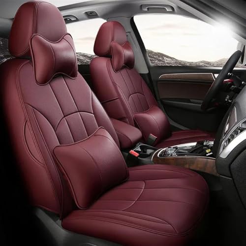 Housse de siege voiture cuir de vache pour Cadillac CTS XT5 | Luxe rouge vin